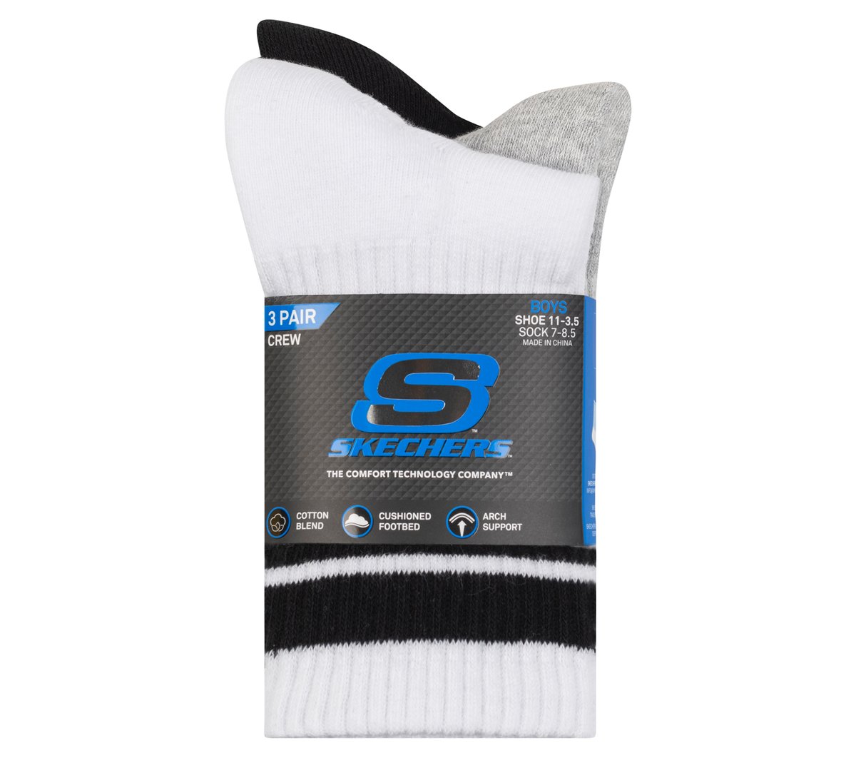 3 Pack Boys' Crew Socks | Skechers Clothing