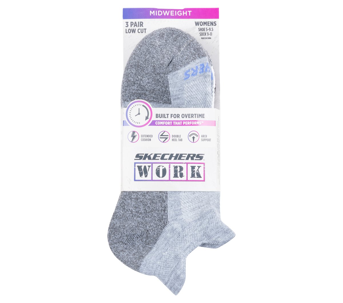 Work: Lowcut Heel Tab Socks - 3 Pack | Skechers Women|Clothing
