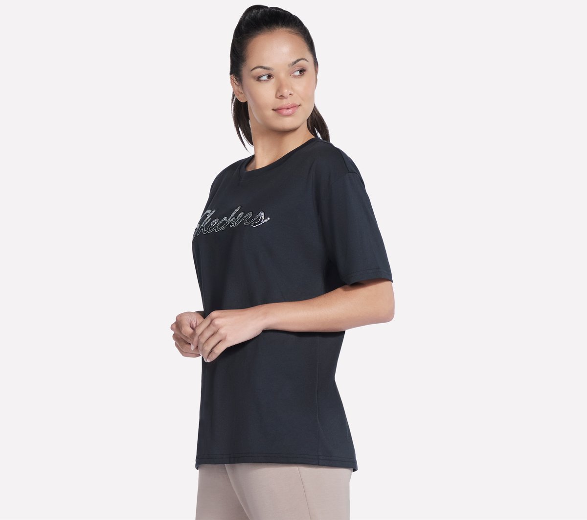 Script Diamond Studded Short Sleeve Tee | Skechers Women