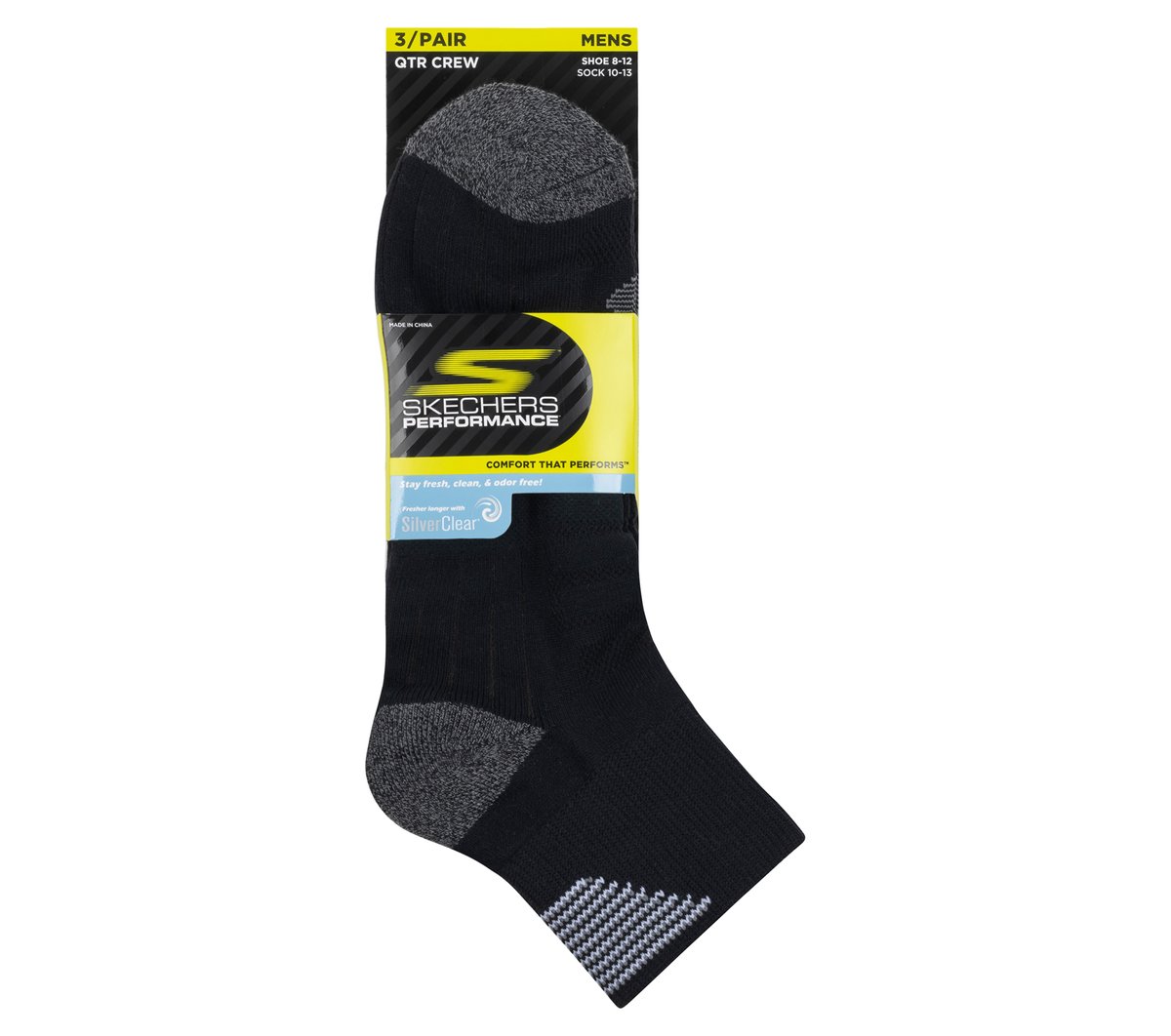 3 Pack Men's Half Terry Quarter Crew Socks | Skechers Men|Clothing