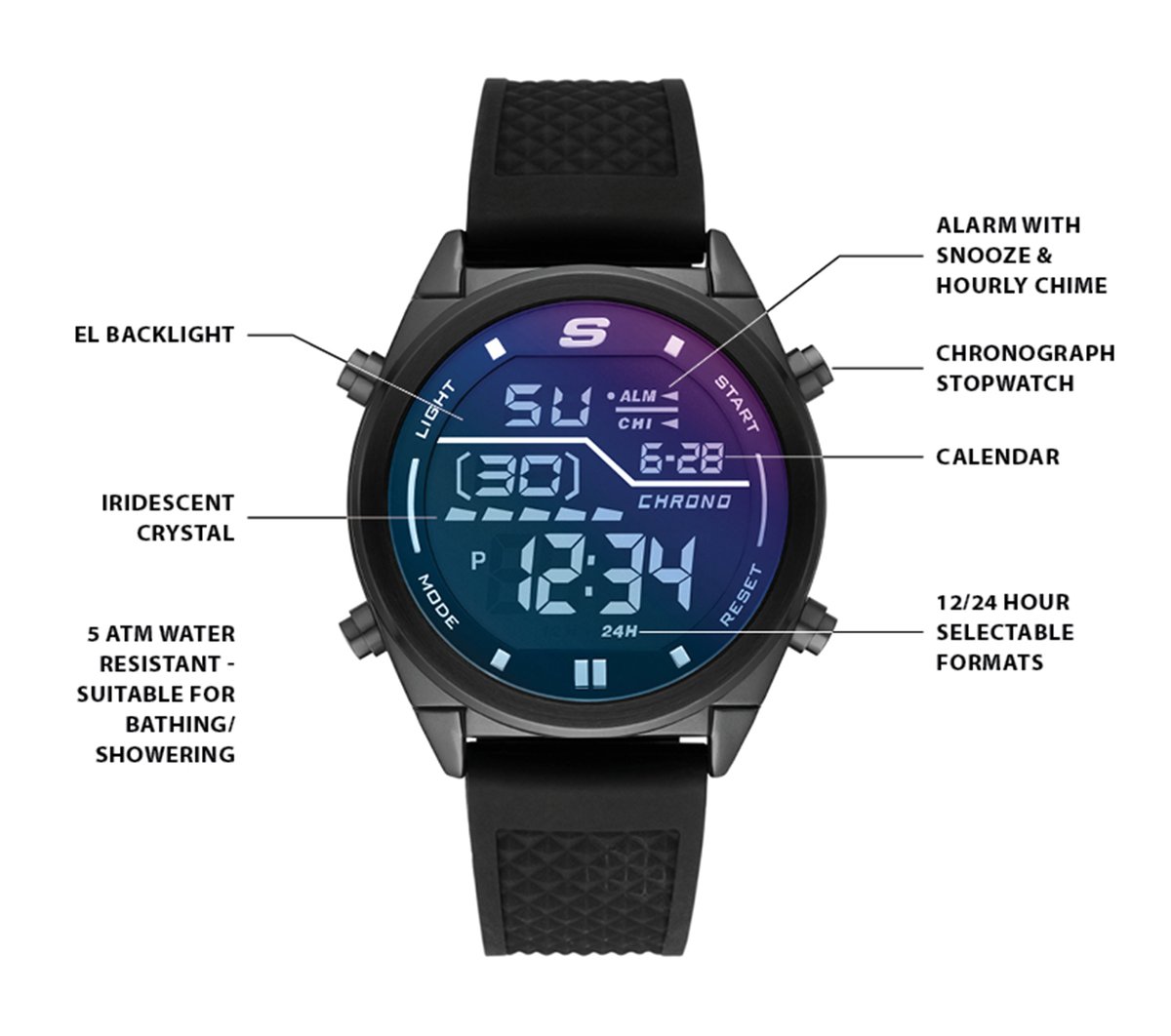 Accessories Blue Face Digital Watch | Skechers Men|Clothing