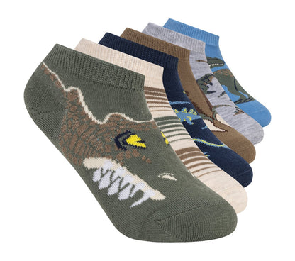 6 Pack Boys' Dino Socks | Skechers Kids|Clothing
