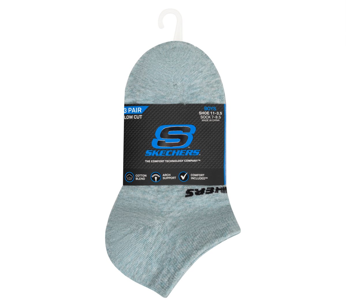 3 Pack Boys' Low Cut Cotton Socks | Skechers Kids|Clothing