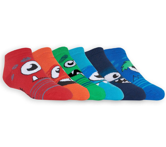 6 Pack Low Cut Monster Socks | Skechers Kids|Clothing