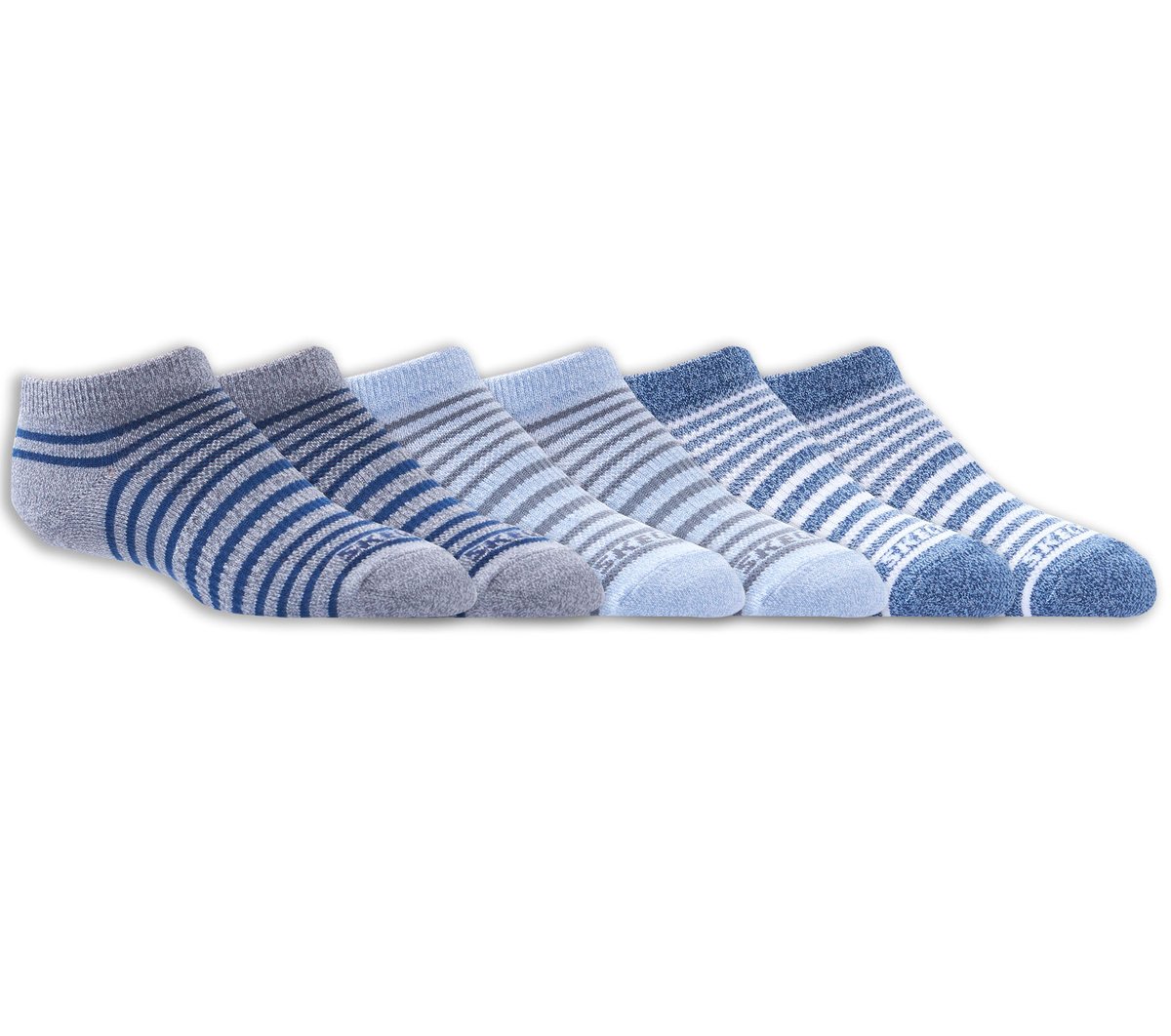 6 Pack Striped No Show Socks | Skechers Kids|Clothing