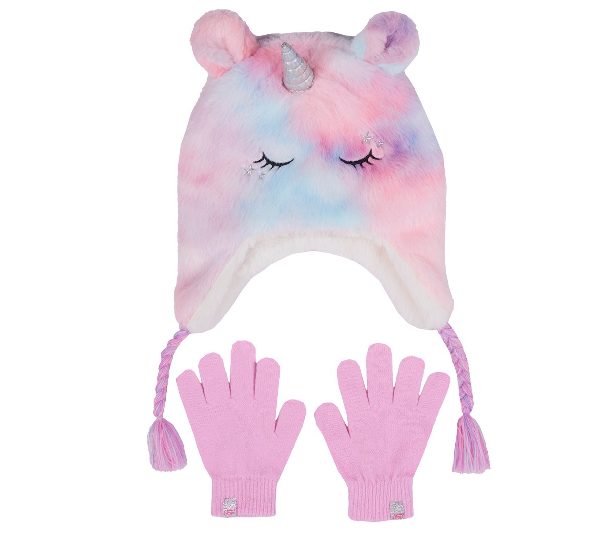 Cold Weather Plush Tie-Dye Unicorn Hat Set | Skechers Kids|Clothing