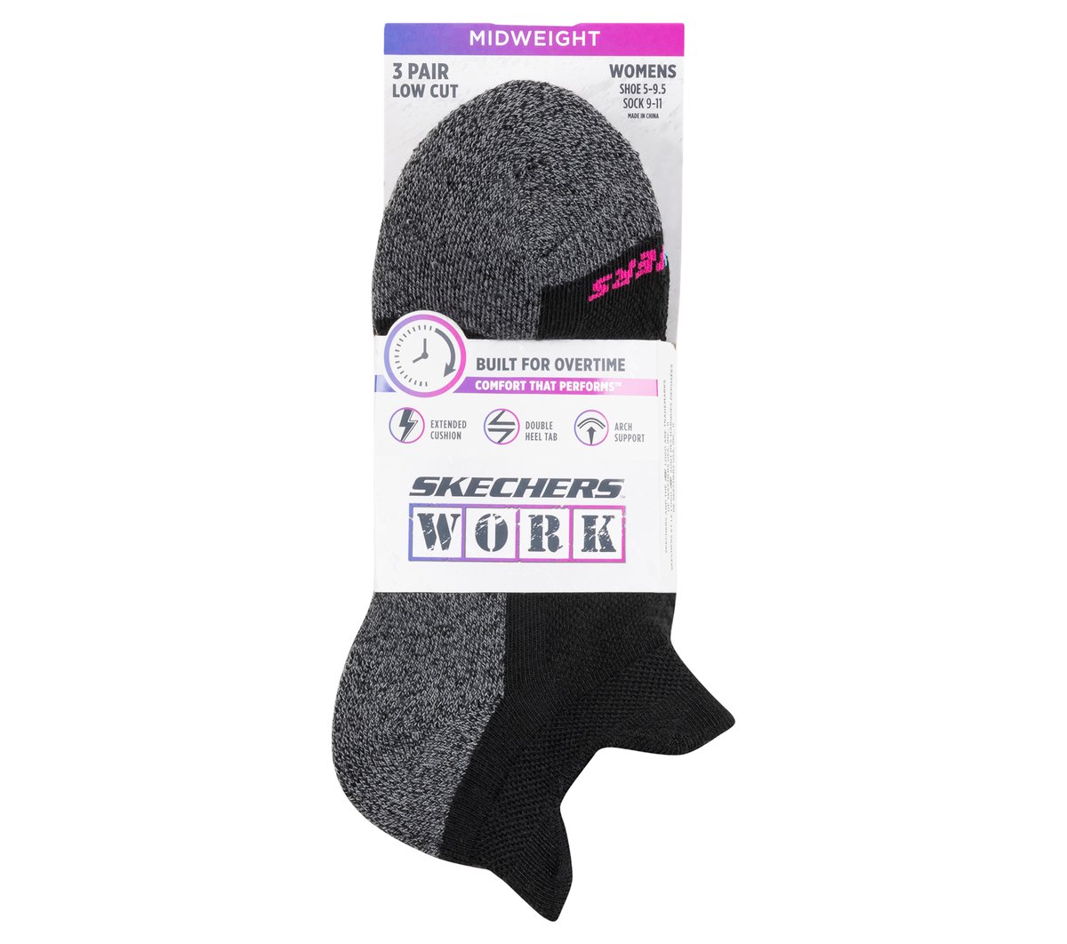 Work: Lowcut Heel Tab Socks - 3 Pack | Skechers Clothing