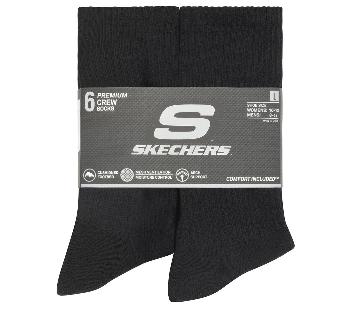 6 Pack Large Core Crew Socks | Skechers Clothing