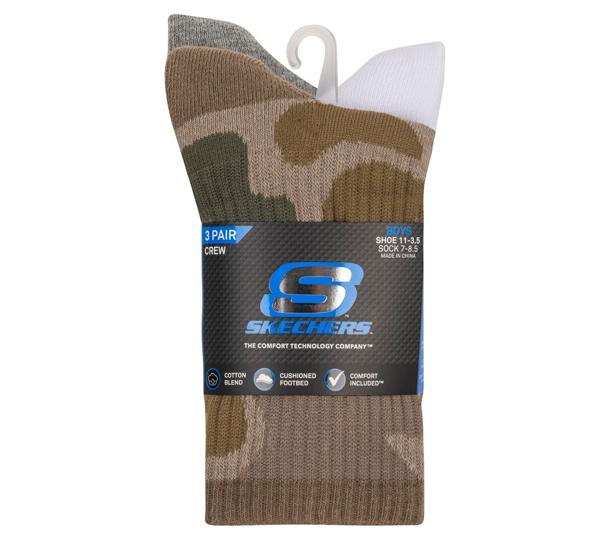 3 Pack Boys' Crew Camo Socks | Skechers Clothing